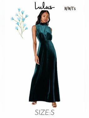 Lulu's Teal Velvet Maxi Dress